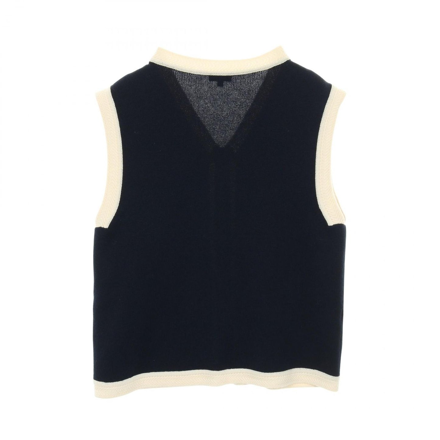 Chanel Vest Coco Mark Knit Navy Cashmere Knit Vest Women's a