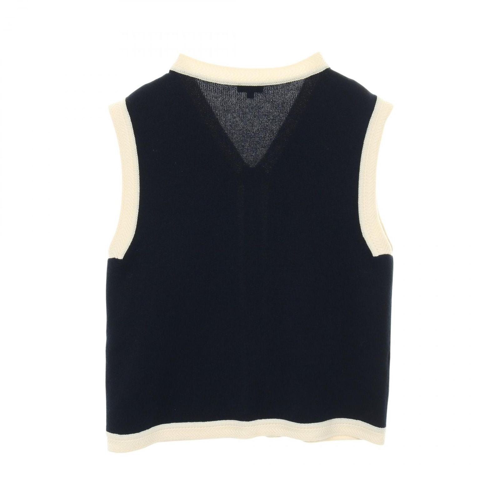Chanel Vest Coco Mark Knit Navy Cashmere Knit Vest Women's a