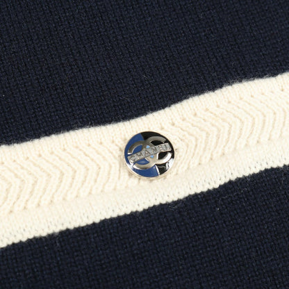 Chanel Vest Coco Mark Knit Navy Cashmere Knit Vest Women's a