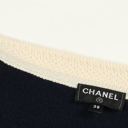 Chanel Vest Coco Mark Knit Navy Cashmere Knit Vest Women's a