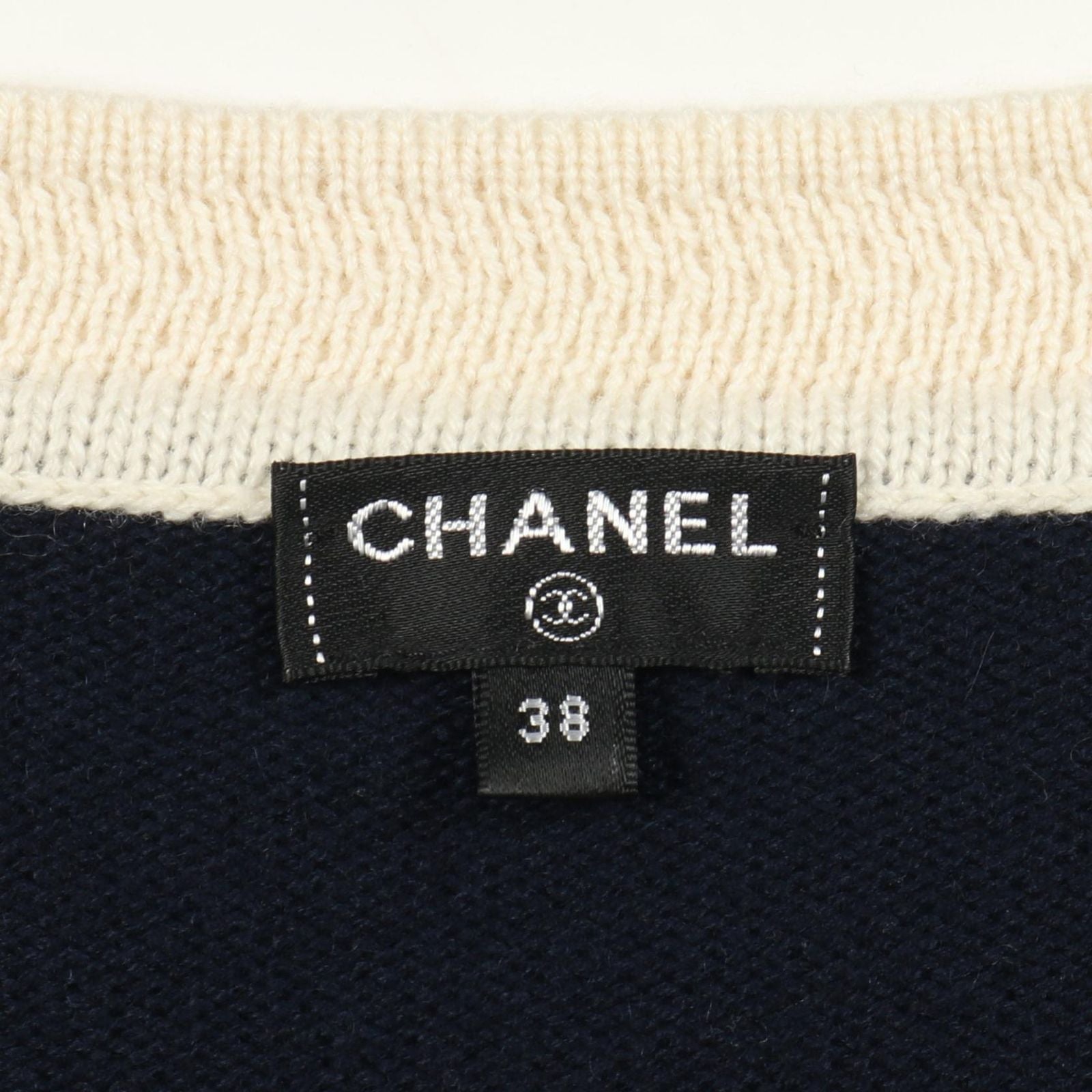 Chanel Vest Coco Mark Knit Navy Cashmere Knit Vest Women's a