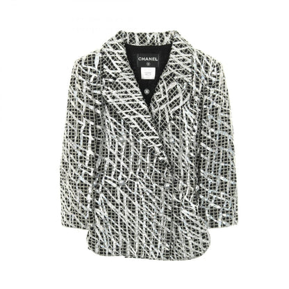 Chanel Coco Mark Pearl Button Nylon Wool Jacket Women's a