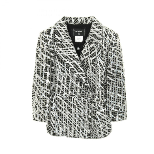 Chanel Coco Mark Pearl Button Nylon Wool Jacket Women's a