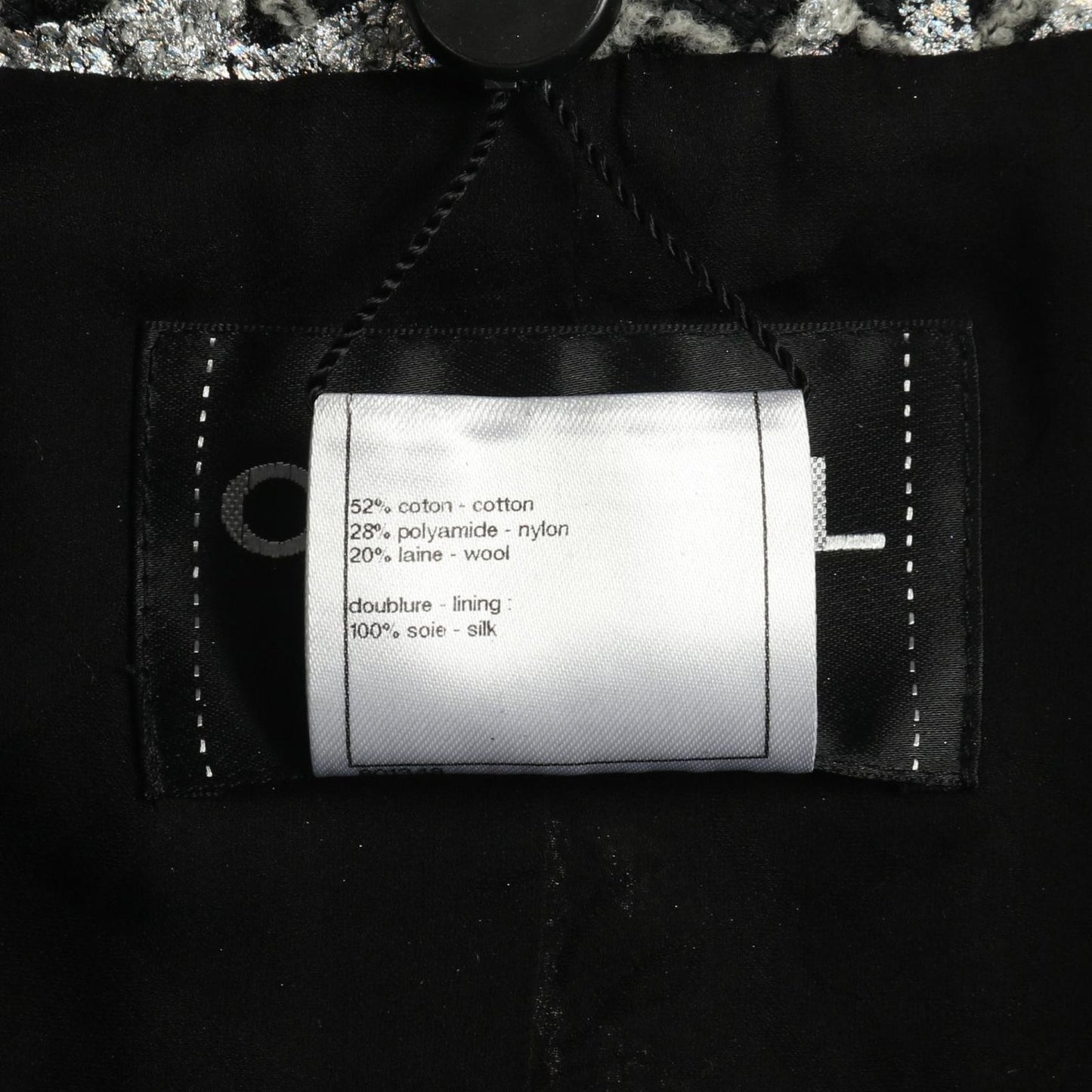 Chanel Coco Mark Pearl Button Nylon Wool Jacket Women's a