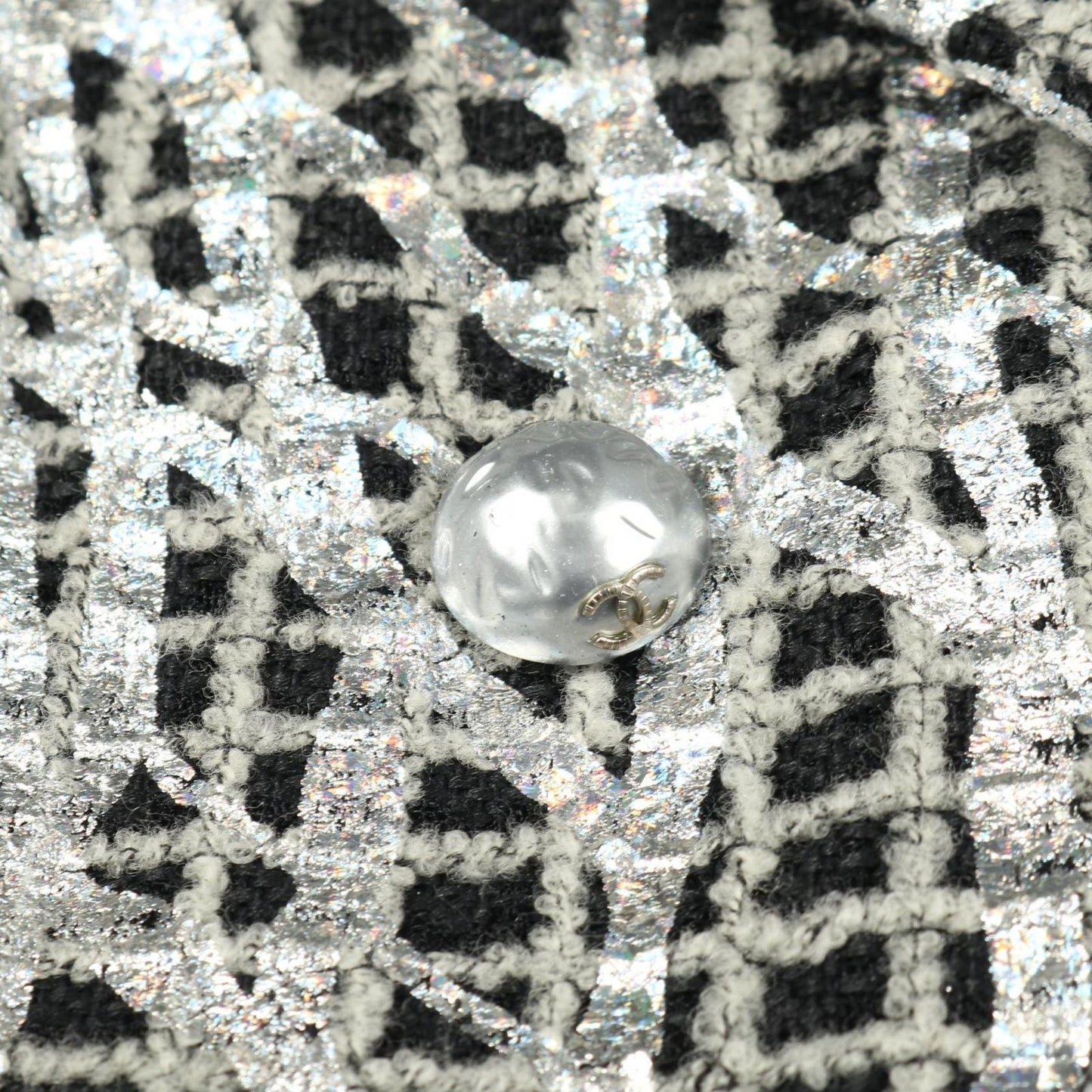 Chanel Coco Mark Pearl Button Nylon Wool Jacket Women's a