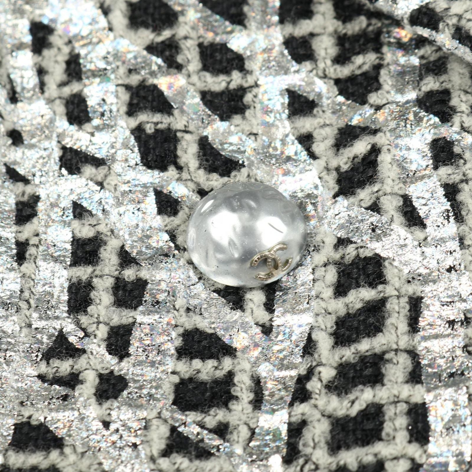 Chanel Coco Mark Pearl Button Nylon Wool Jacket Women's a