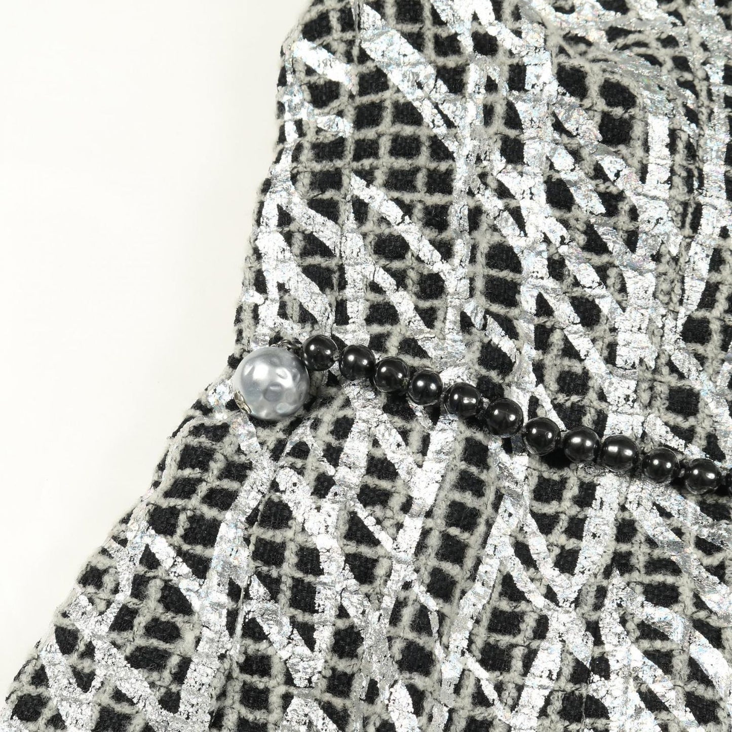 Chanel Coco Mark Pearl Button Nylon Wool Jacket Women's a