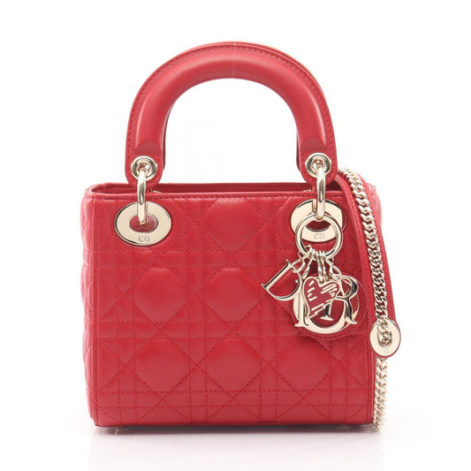 Dior Handbag Lady Dior Mini Cannage Red Leather Lady Dior Cannage 2way Tote