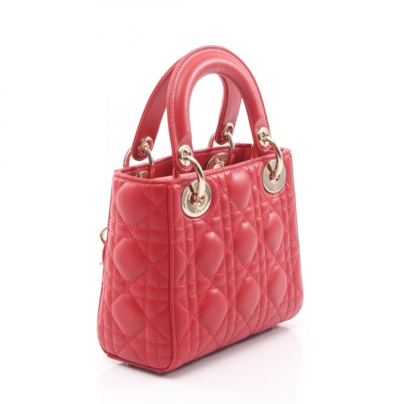 Dior Handbag Lady Dior Mini Cannage Red Leather Lady Dior Cannage 2way Tote