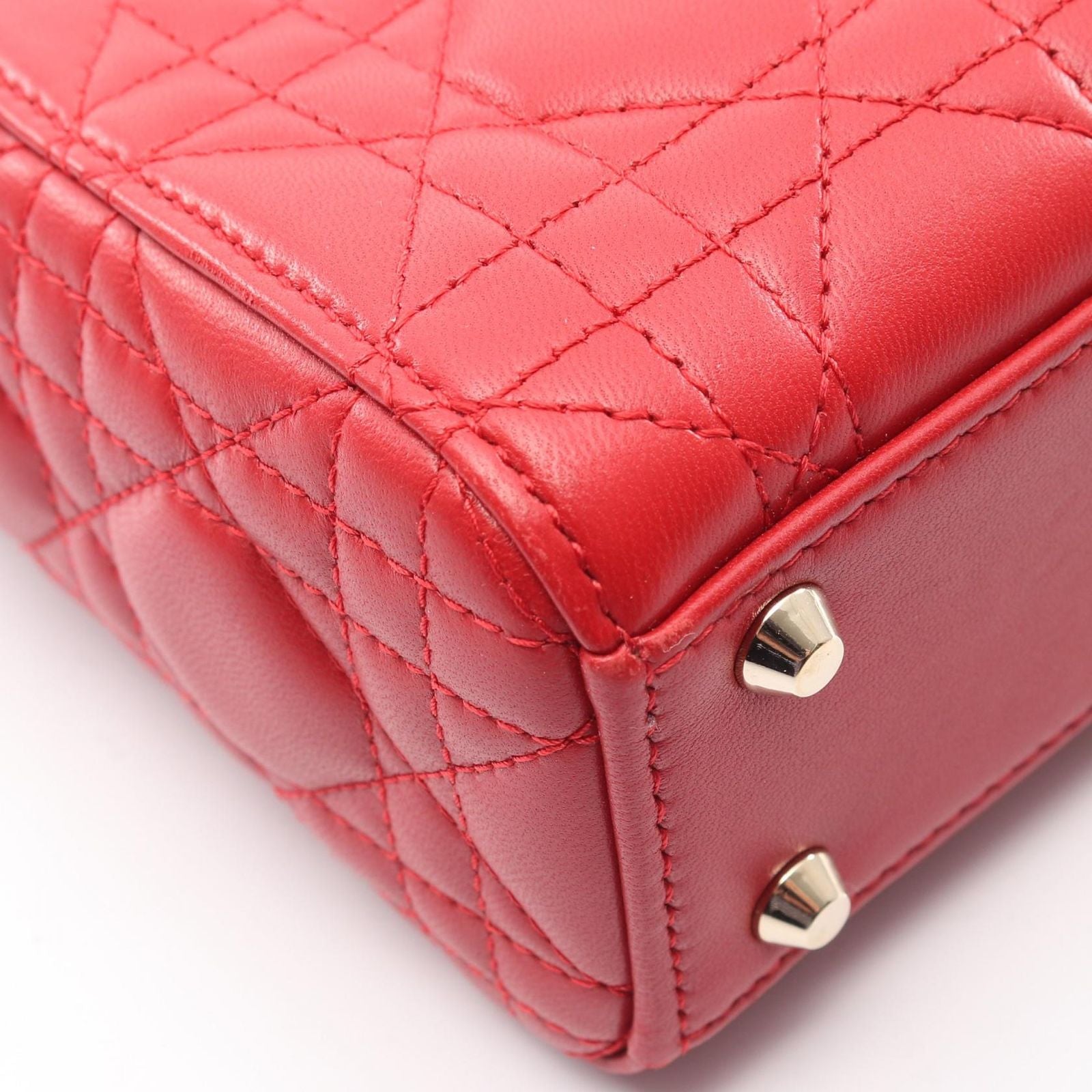 Dior Handbag Lady Dior Mini Cannage Red Leather Lady Dior Cannage 2way Tote