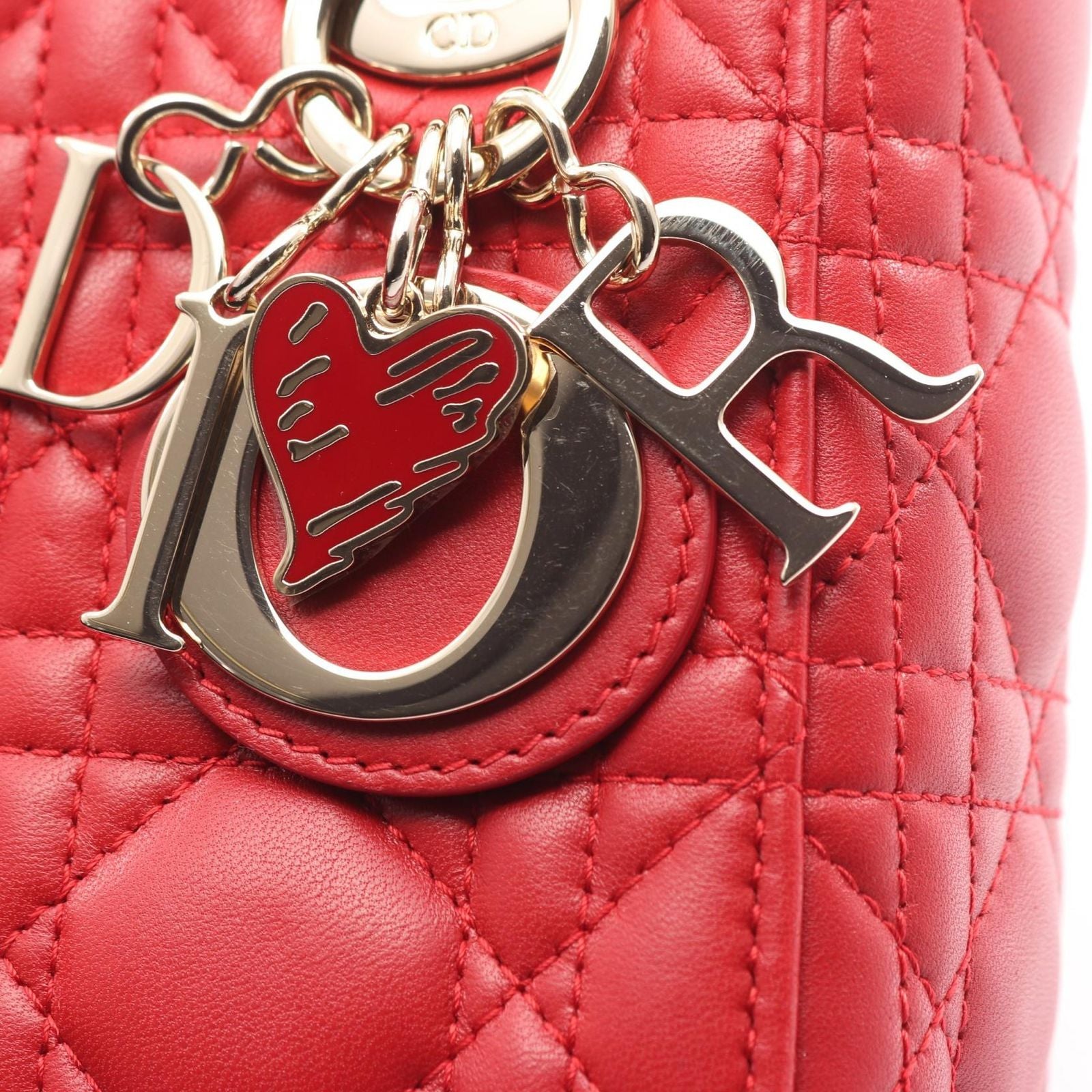 Dior Handbag Lady Dior Mini Cannage Red Leather Lady Dior Cannage 2way Tote