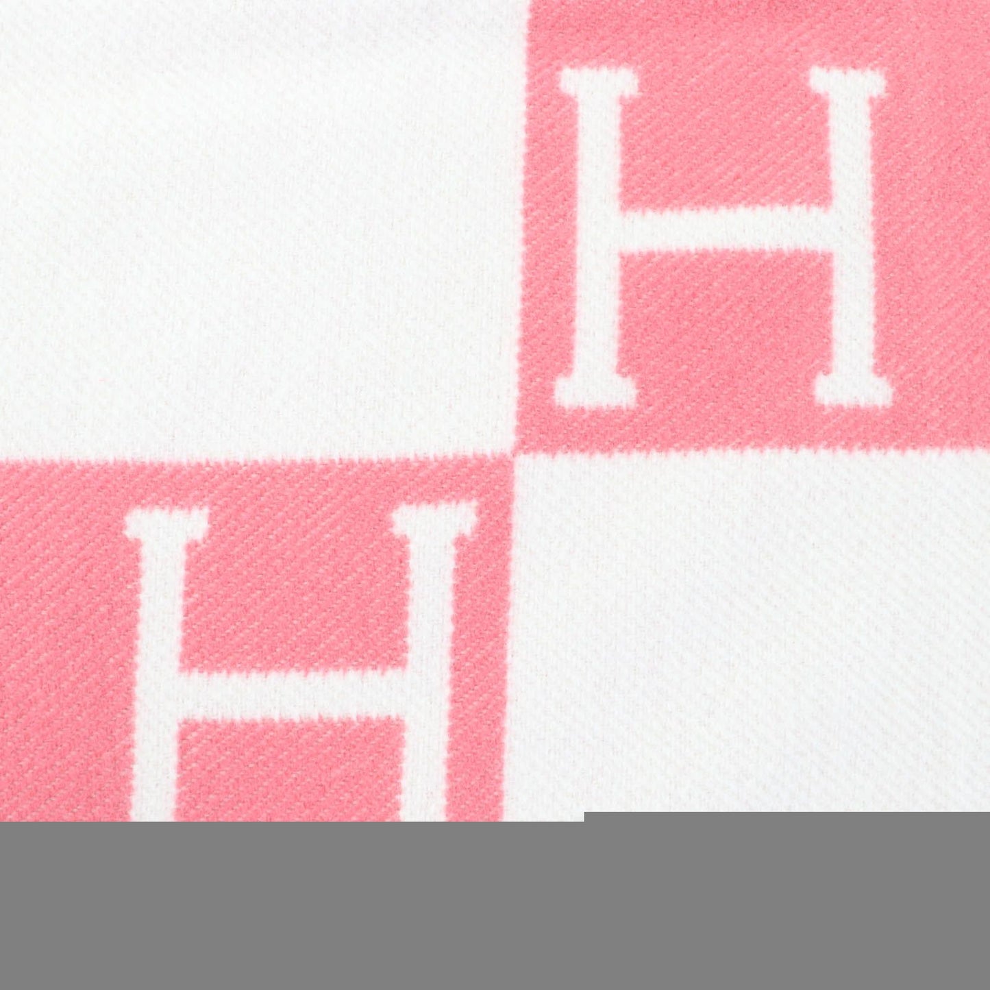 Unused Item Hermes Plaid Avalon Wool Cashmere H Logo Large Blanket Throw Pink
