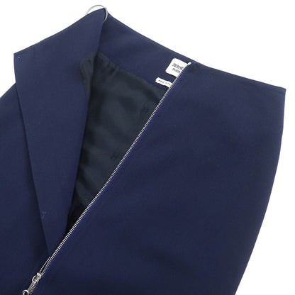 Unused Item△Hermes 21aw Wool Rayon Center Zip Tight Skirt Navy 34 Made in