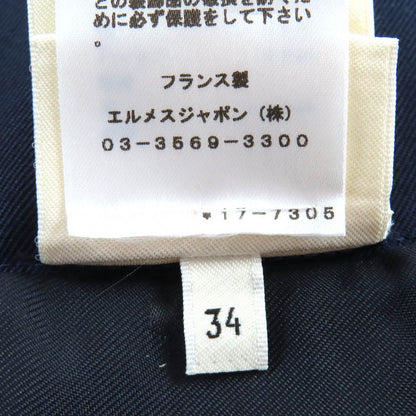Unused Item△Hermes 21aw Wool Rayon Center Zip Tight Skirt Navy 34 Made in