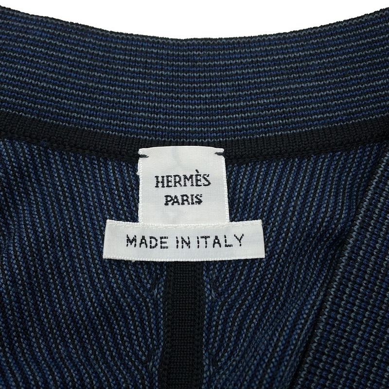 Hermes Cardigan Twill Lane Long Sleeve Candy Libris Print 34 Noir Black -regris