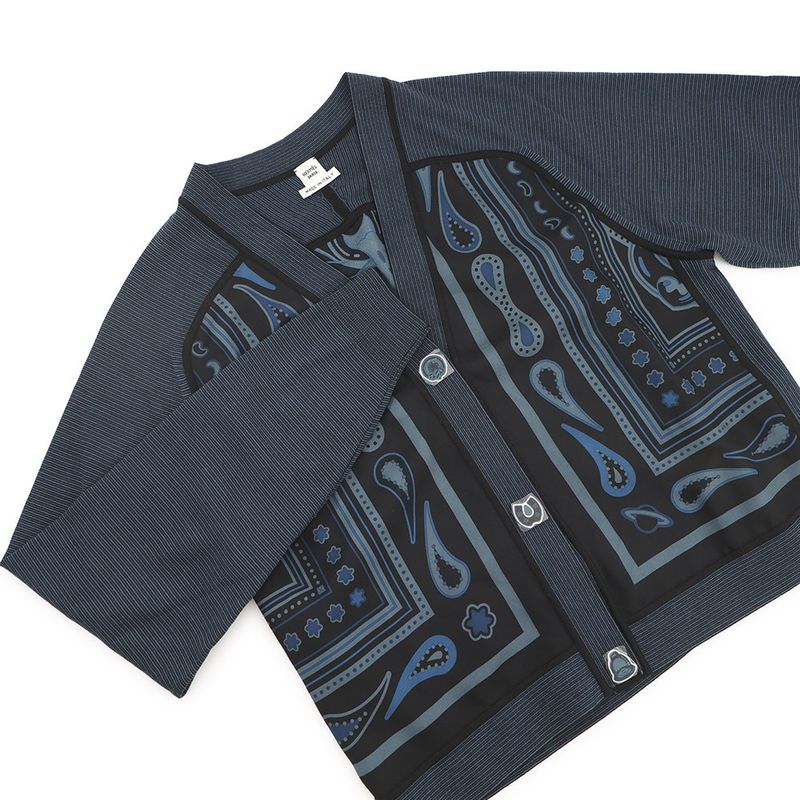 Hermes Cardigan Twill Lane Long Sleeve Candy Libris Print 34 Noir Black -regris