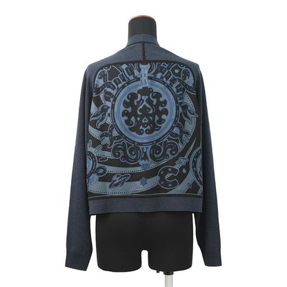 Hermes Cardigan Twill Lane Long Sleeve Candy Libris Print 34 Noir Black -regris