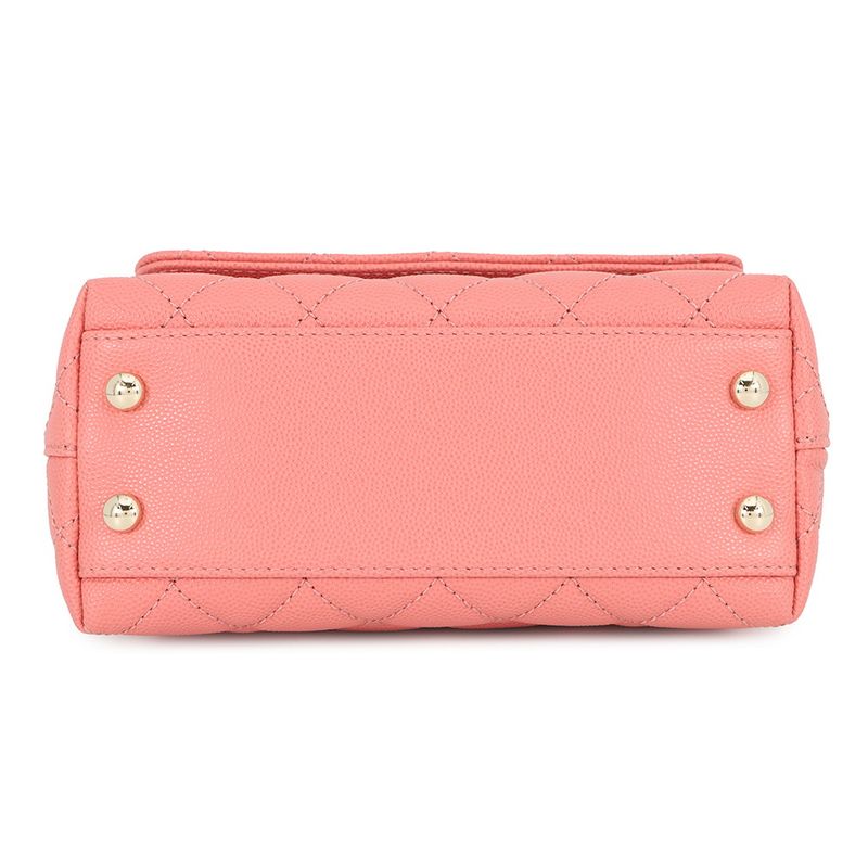 Chanel Handbag CC Logo Coco Handle Mini Flap Lambskin 2-Way Coral Pink