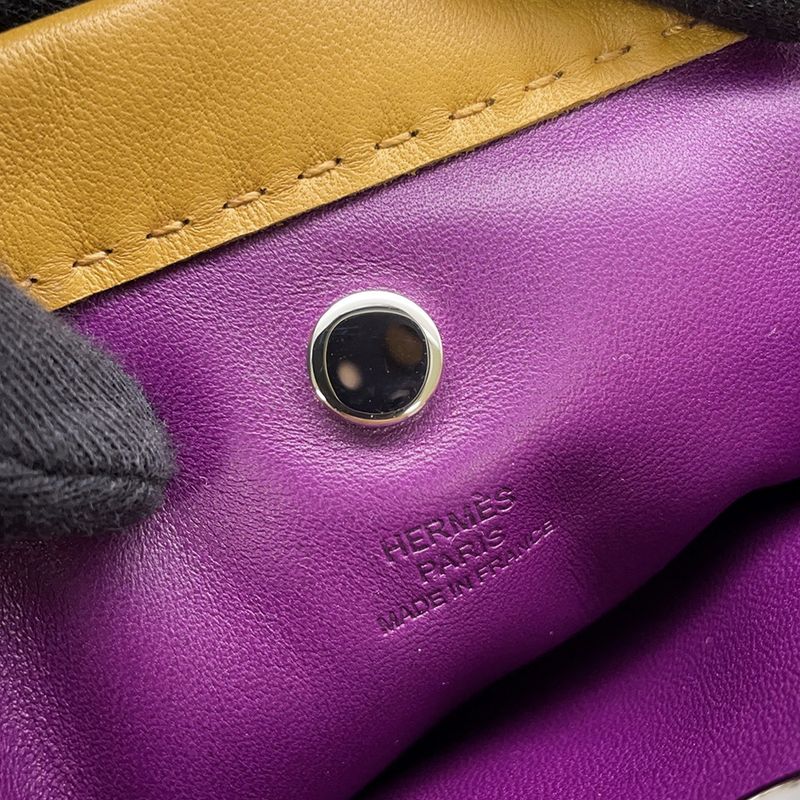 Hermes Pouch Pillow Sesame Ultra Violet Silver Lambskin