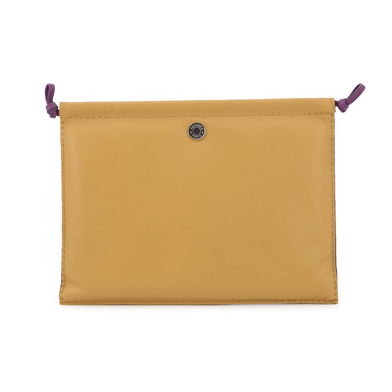 Hermes Pouch Pillow Sesame Ultra Violet Silver Lambskin