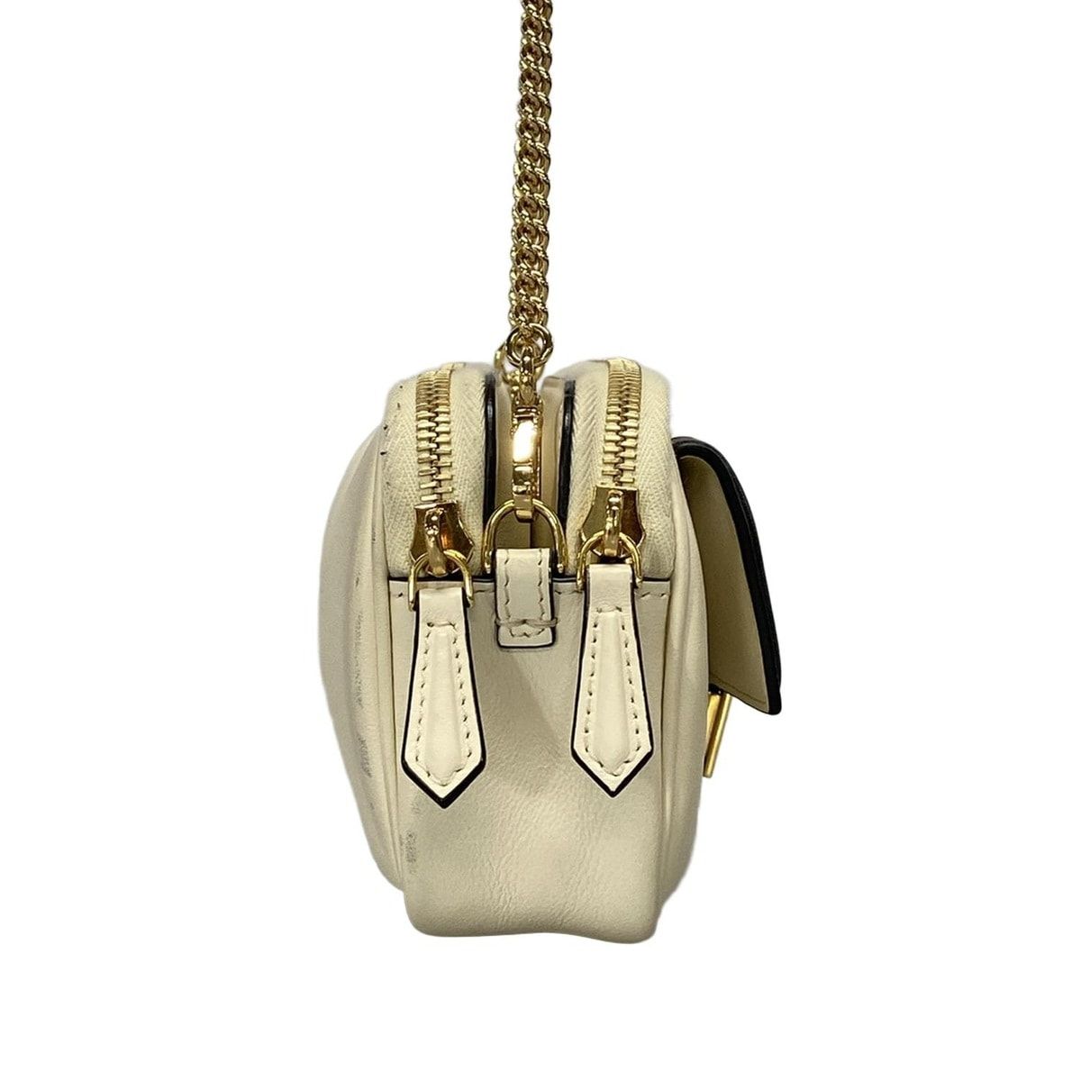 Fendi Shoulder Bag Easy Baguette 8bs044 Ivory X Black Chain Shoulder/strap