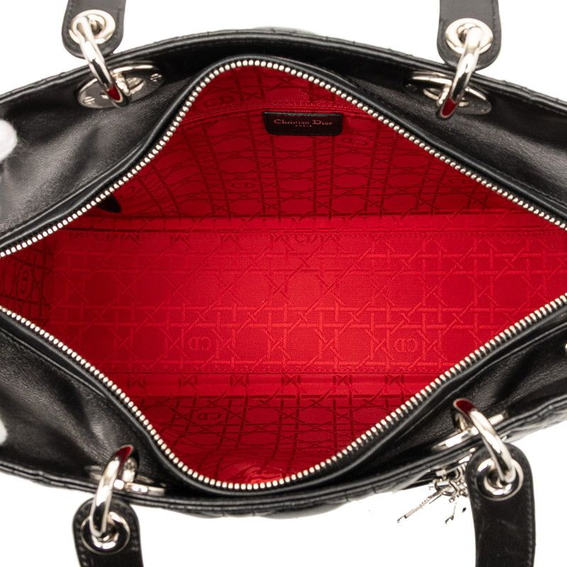 Dior Cannage Lady Dior Handbag Shoulder Bag 2way Black Lambskin Ladies Dior