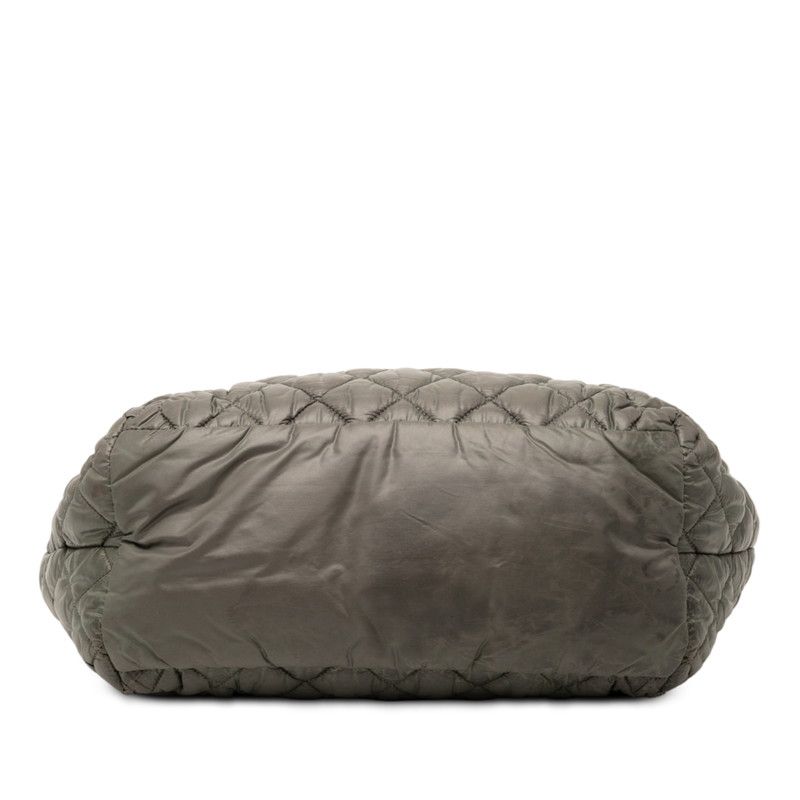 Chanel Coco Cocoon PM Reversible Tote Bag Handbag A48610 Khaki Navy Nylon