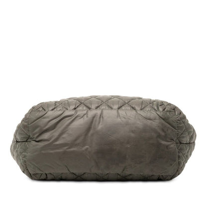 Chanel Coco Cocoon PM Reversible Tote Bag Handbag A48610 Khaki Navy Nylon