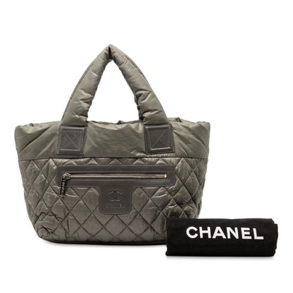 Chanel Coco Cocoon PM Reversible Tote Bag Handbag A48610 Khaki Navy Nylon