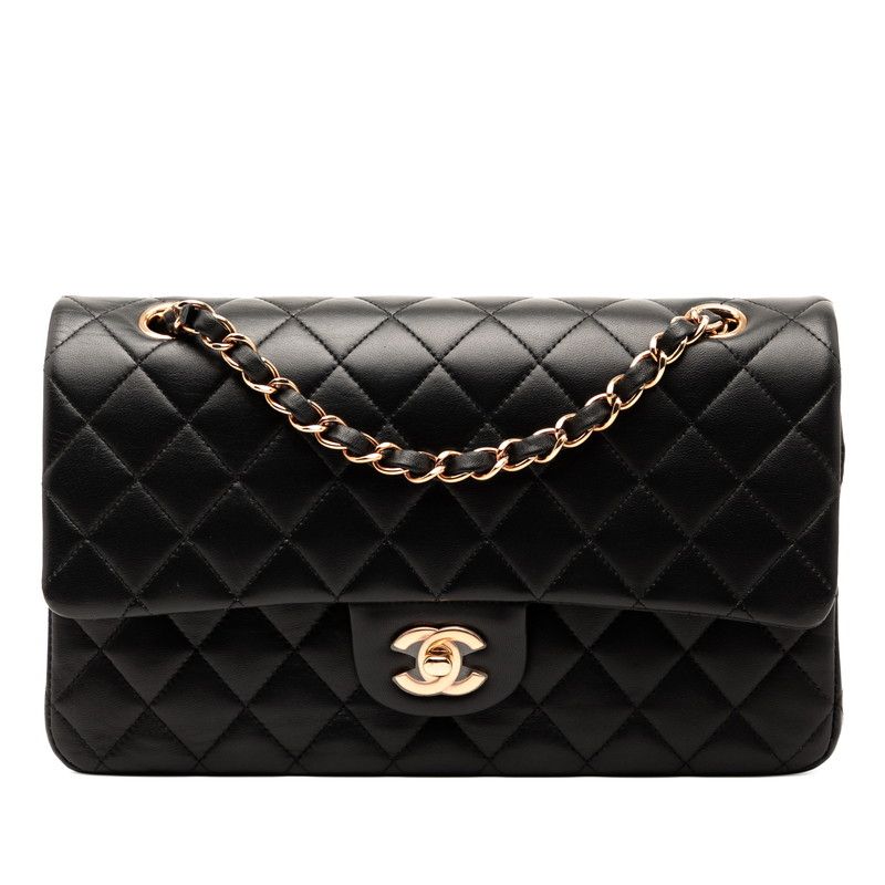 Chanel Matelasse 25 Coco Mark W Flap Chain Shoulder Bag 1112 Black Pink Gold