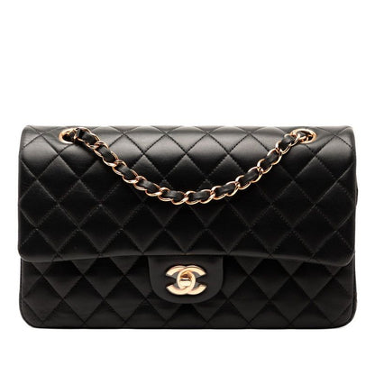 Chanel Matelasse 25 Coco Mark W Flap Chain Shoulder Bag 1112 Black Pink Gold