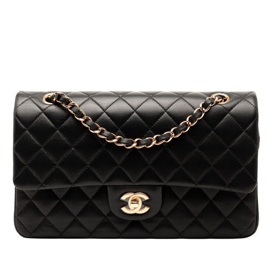 Chanel Matelasse 25 Coco Mark W Flap Chain Shoulder Bag 1112 Black Pink Gold