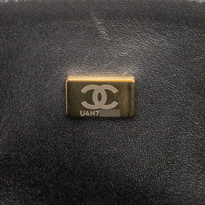 Chanel Matelasse 25 Coco Mark W Flap Chain Shoulder Bag 1112 Black Pink Gold