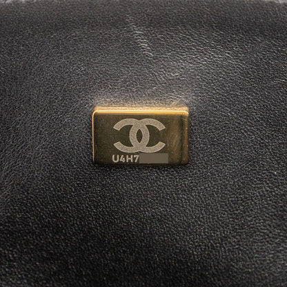 Chanel Matelasse 25 Coco Mark W Flap Chain Shoulder Bag 1112 Black Pink Gold