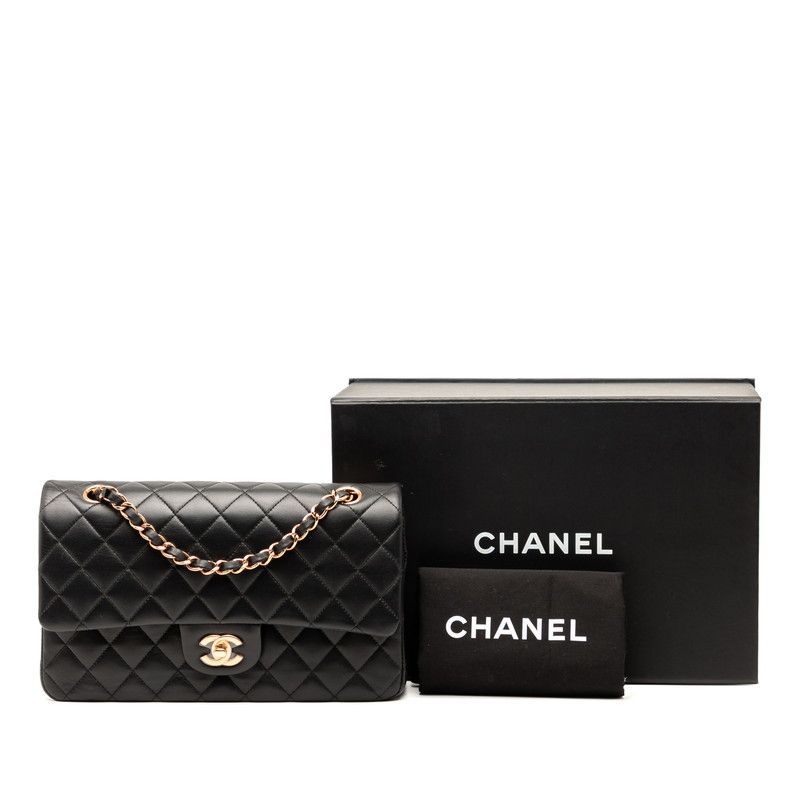 Chanel Matelasse 25 Coco Mark W Flap Chain Shoulder Bag 1112 Black Pink Gold