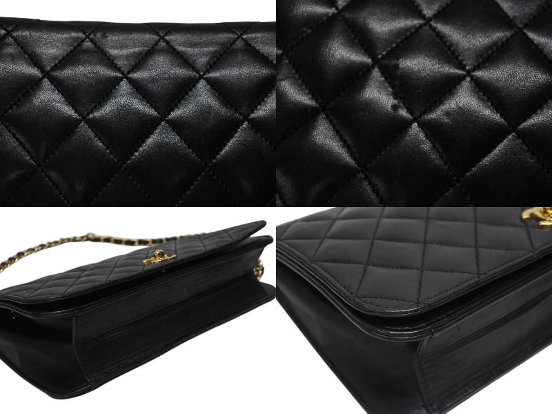 Chanel Turnlock Chain Shoulder Bag CC Logo Lambskin Black Gold — view 5