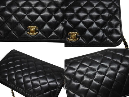 Chanel Turnlock Chain Shoulder Bag CC Logo Lambskin Black Gold — view 4