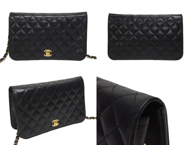 Chanel Turnlock Chain Shoulder Bag CC Logo Lambskin Black Gold — view 2