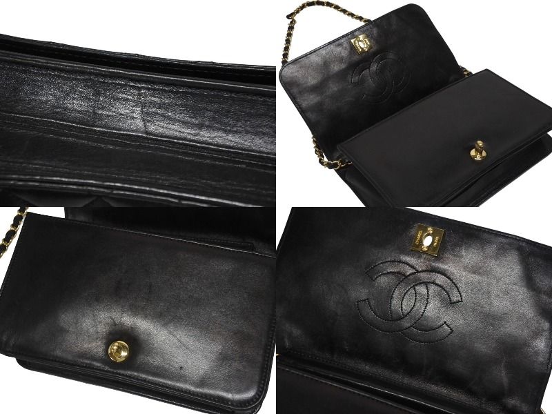 Chanel Turnlock Chain Shoulder Bag CC Logo Lambskin Black Gold — view 7