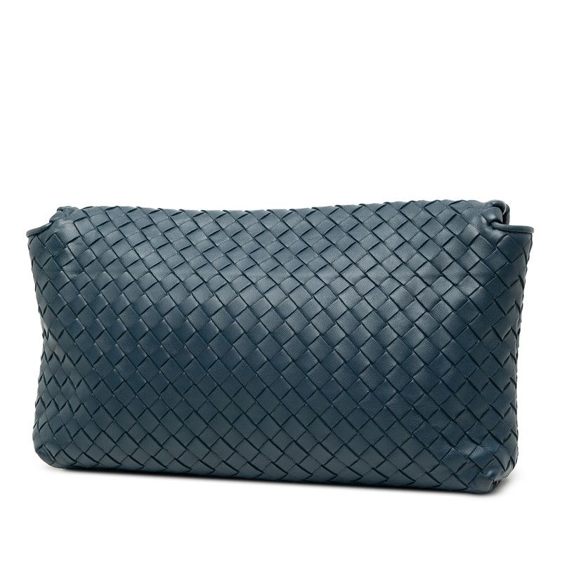 Bottega Veneta Intrecciato Crossbody Shoulder Bag Navy Leather Women's Bottega
