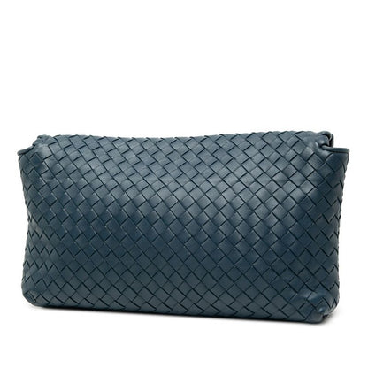 Bottega Veneta Intrecciato Crossbody Shoulder Bag Navy Leather Women's Bottega