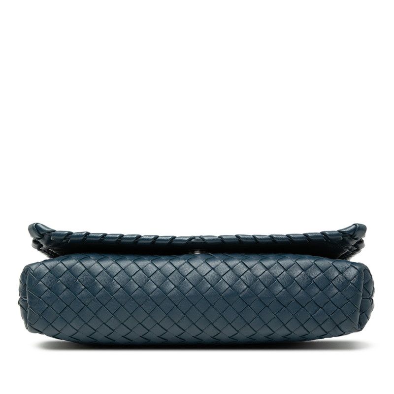 Bottega Veneta Intrecciato Crossbody Shoulder Bag Navy Leather Women's Bottega