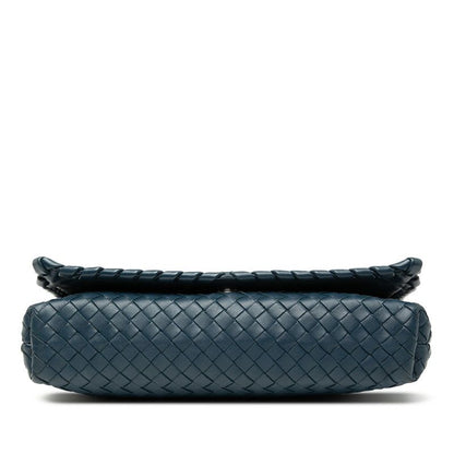 Bottega Veneta Intrecciato Crossbody Shoulder Bag Navy Leather Women's Bottega