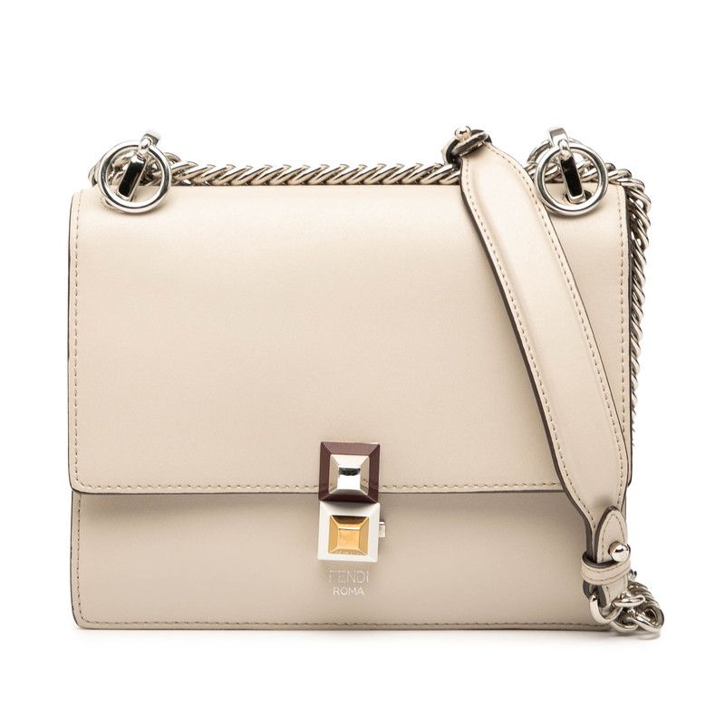 Fendi Canai Chain Shoulder Bag 8m0381 Beige Leather Women's Fendi