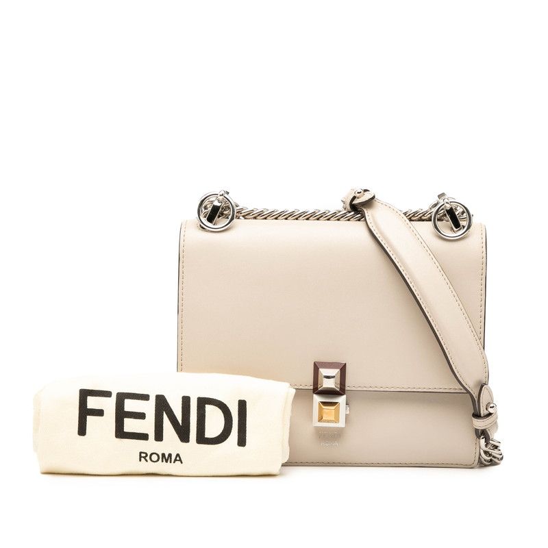 Fendi Canai Chain Shoulder Bag 8m0381 Beige Leather Women's Fendi