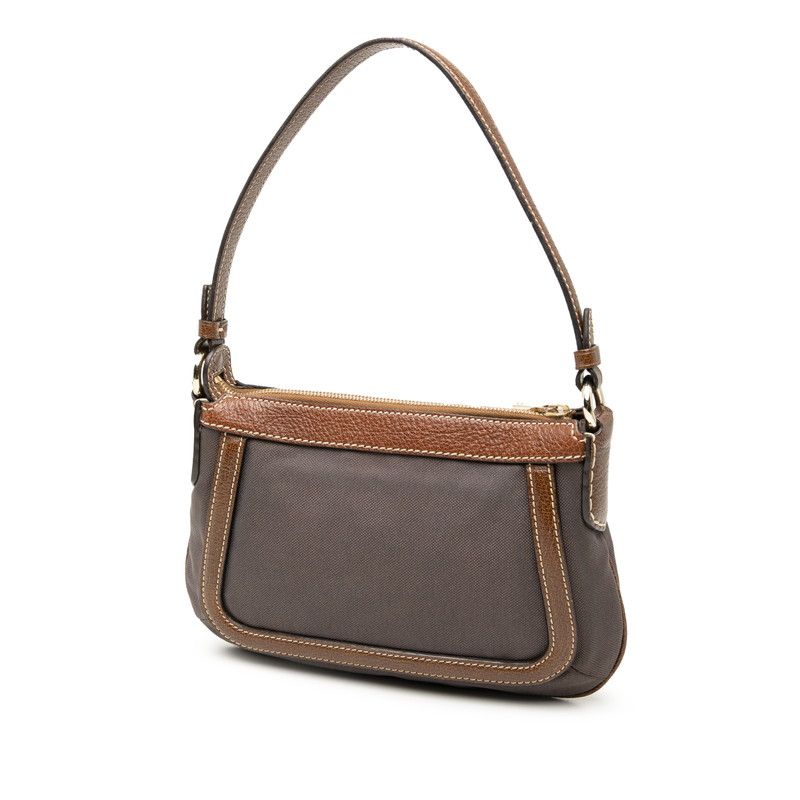 Celine Vintage Carriage Logo One Shoulder Bag Brown Canvas Leather Women's