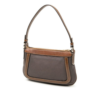 Celine Vintage Carriage Logo One Shoulder Bag Brown Canvas Leather Women's