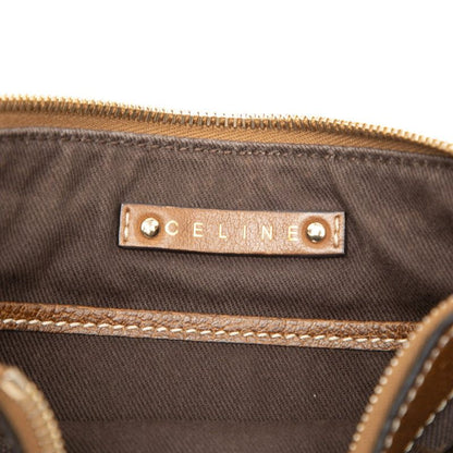 Celine Vintage Carriage Logo One Shoulder Bag Brown Canvas Leather Women's