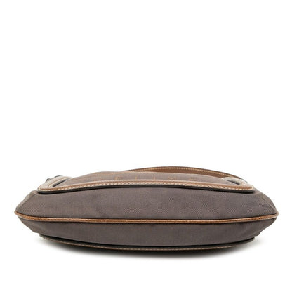 Celine Vintage Carriage Logo One Shoulder Bag Brown Canvas Leather Women's