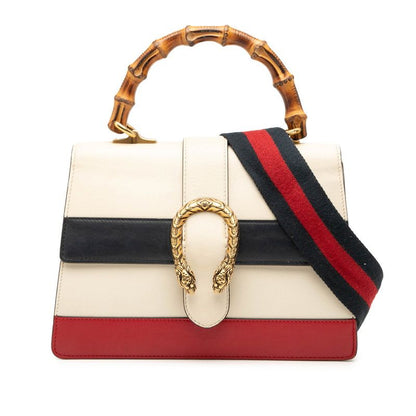 Gucci Dionysus Bamboo Handbag Shoulder Bag 2way 448075 Ivory Navy Red Leather